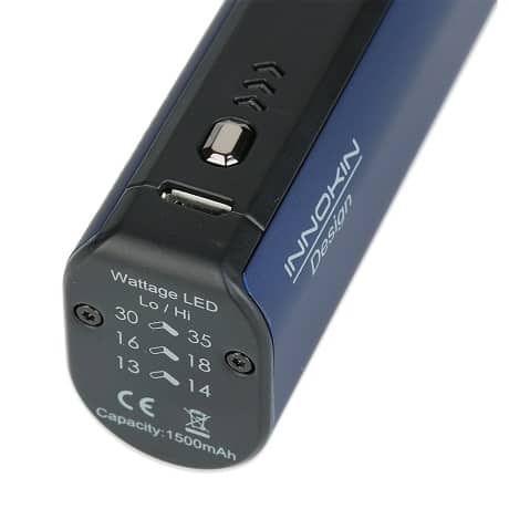 Innokin EZ Watt charging port and wattage settings with light indicator