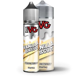 IVG Vanilla Biscuit 60ml and 120ml vape juice bottles